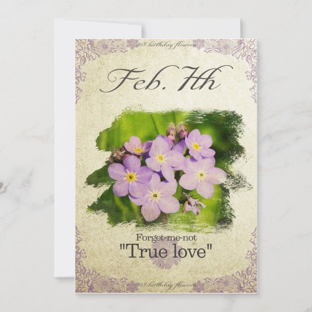 Birthday flowers on February 7th "Forget-me-not" Card (Front)