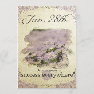 Birthday flowers on January 28th "Baby blue eyes" Card
