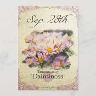 Birthday flowers on September 28th"Tatarian aster" Card