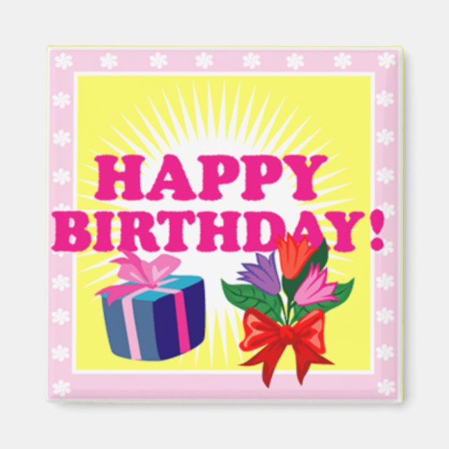 Birthday Flowers & Presents Magnet (Front)