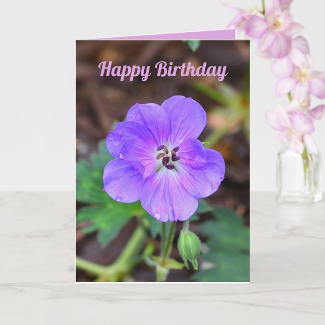 Birthday Folded Greeting Card (Orchid)