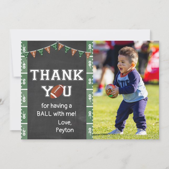 Birthday Football Party Thank You Card (Front)