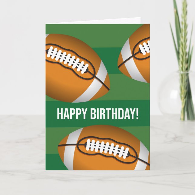 Birthday Football Touchdown with Field and Balls Card (Front)