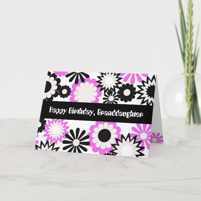 Birthday for a granddaughter, bright flowers. card (Front)