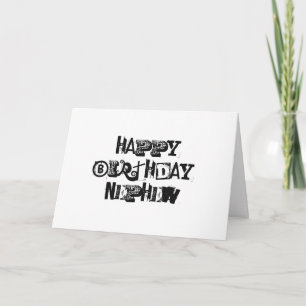 Birthday for a nephew, black letters on white. card