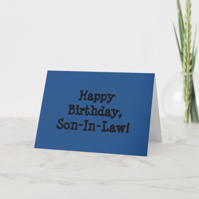 Birthday for a son-in-law, black letters on blue. card (Front)