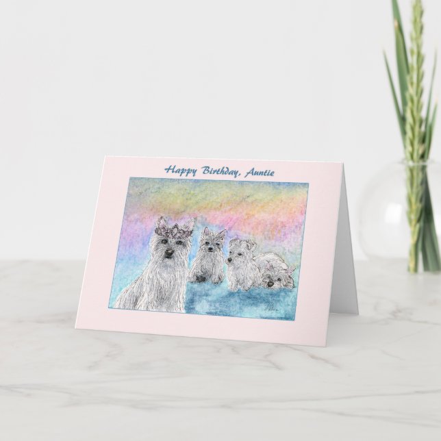 Birthday for Auntie, west highland terrier dog Card (Front)