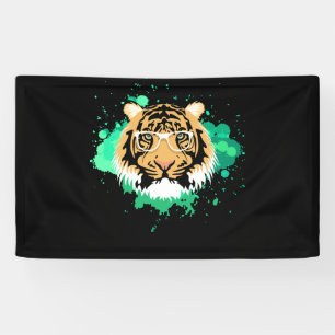 Birthday for Boy Cool Tiger Striped Animal Banner