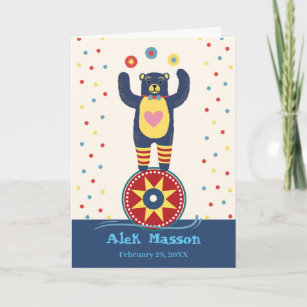 Birthday for Child Circus Bear Juggling  Card