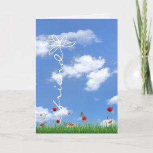 birthday for friend with cloud and flowers card