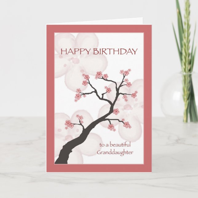 Birthday for Granddaughter, Chinese Blossom Tree Card (Front)