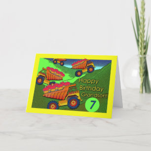 Birthday for Grandson, Dump Trucks and Cupcakes Card
