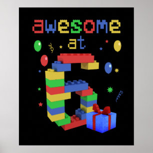 Birthday For Kids 6 Building Blocks Bricks 2016 Poster