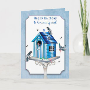 Birthday for Lady Victorian Birdhouse Songbirds Card