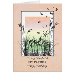 Birthday for Life Partner, with butterflies