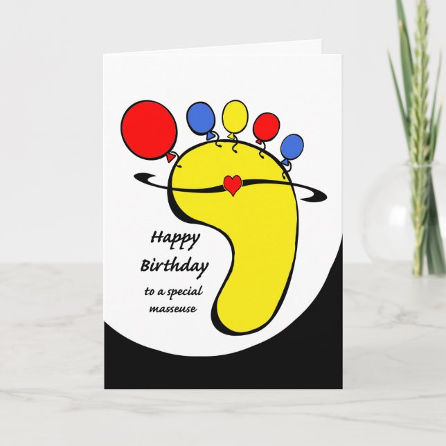 Birthday for Masseuse, Balloon Toes on Foot Card (Front)