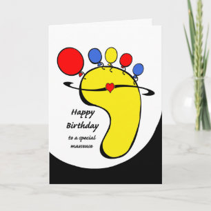 Birthday for Masseuse, Balloon Toes on Foot Card