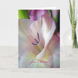 Birthday for Mimi, Pink Gladiolus Flower Photo Card