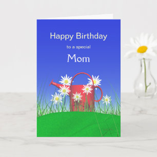 Birthday for Mum Daisies and Watering Can Card