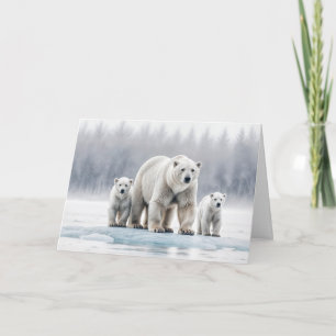 Birthday For Mum Polar Bear Family On Ice Card