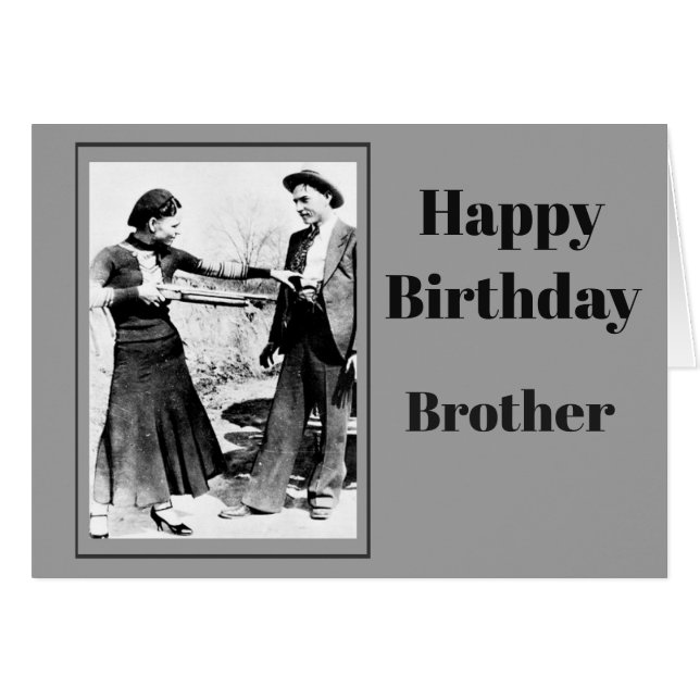 Birthday for Reluctant Brother Fun Vintage Photo (Front Horizontal)