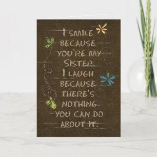 Birthday for Sister humour-floral glitter Card