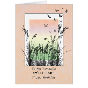 Birthday for Sweetheart, with butterflies