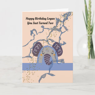Birthday for Two Yr. Old Boy with Elephant Card