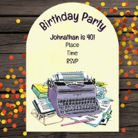 Birthday for Writer Vintage Purple Typewriter Pens