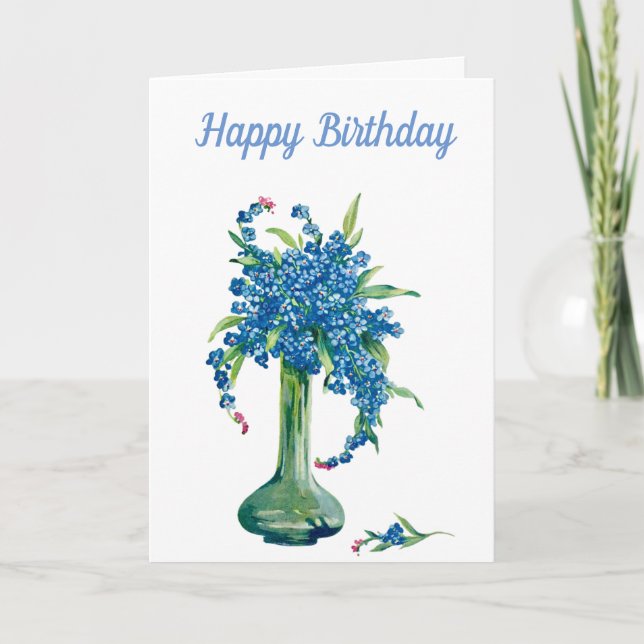 Birthday. Forget-me-nots. Card (Front)