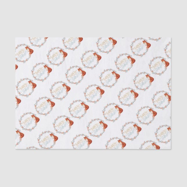 Birthday Fox Wreath Tissue Paper (Front)