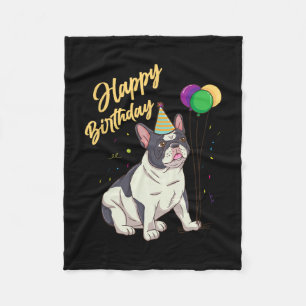 Birthday French Bulldog Fleece Blanket