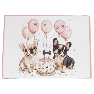 Birthday French Bulldogs Birthday Cake Large Gift Bag