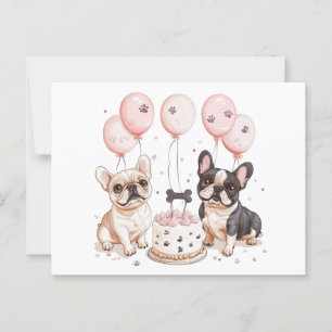 Birthday French Bulldogs Birthday Cake Postcard