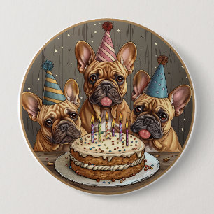 Birthday French Bulldogs Party Hats 10 Cm Round Badge