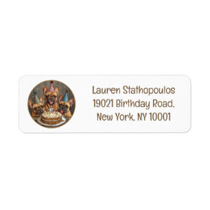 Birthday French Bulldogs Party Hats Return Address Label