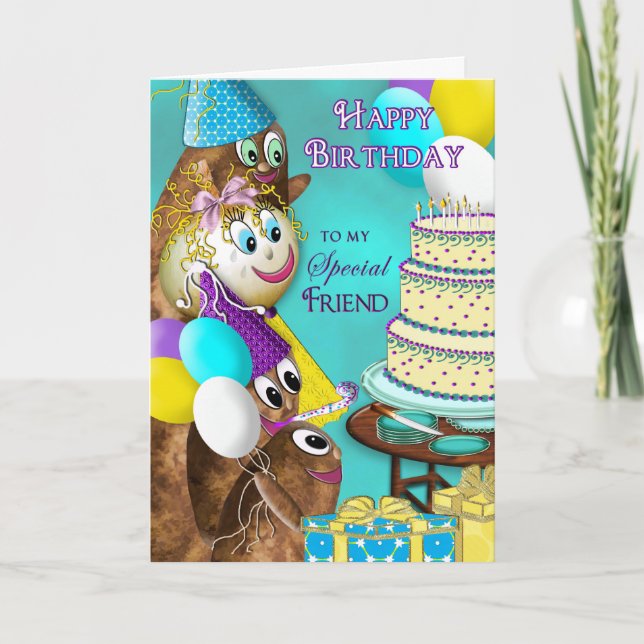 BIRTHDAY - Friend - POTATO FAMILY Card (Front)