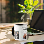 Birthday friend white black photo names mug<br><div class="desc">A gift from friends for a woman's 21st birthday, celebrating her life with 3 of your photos of her, her friends, family, interest or pets. Personalise and add her name, age 21 and your names. Black coloured letters. A chic, classic white background. Her name is written with a modern hand...</div>