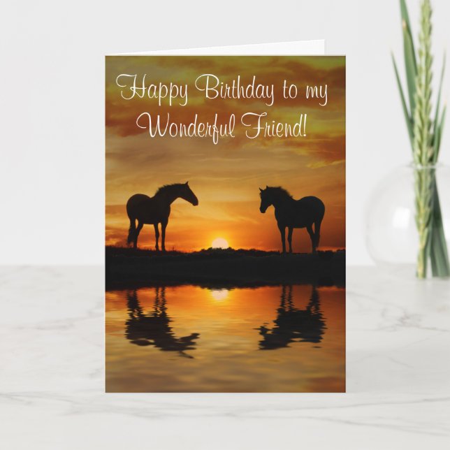 Birthday Friend with Horses and Water Card (Front)