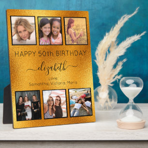 Birthday Friends gold photo collage Plaque