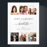 Birthday friends photo collage names paperweight<br><div class="desc">A gift from friends for a woman's 21st birthday, celebrating her life with a collage of 6 of your high quality photos of her, her friends, family, interest or pets. Personalise and add her name, age 21 and your names. Black text. Her name is written with a modern hand lettered...</div>