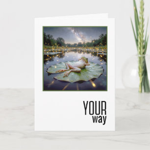 Birthday Frog Floating on a Lily Pad Card