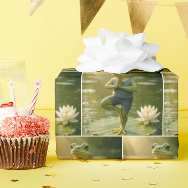 Birthday Frog In Yoga Pose Wrapping Paper (Birthday Party)