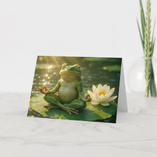 Birthday Frog Meditating On a Lily Pad Card