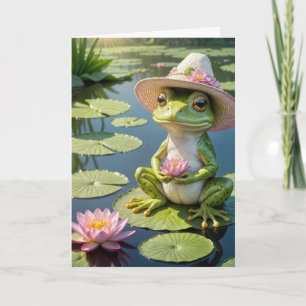 Birthday Frog Sitting On a Lily Pad Card