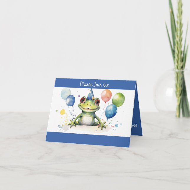 Birthday Frog with balloons Invitation (Front)