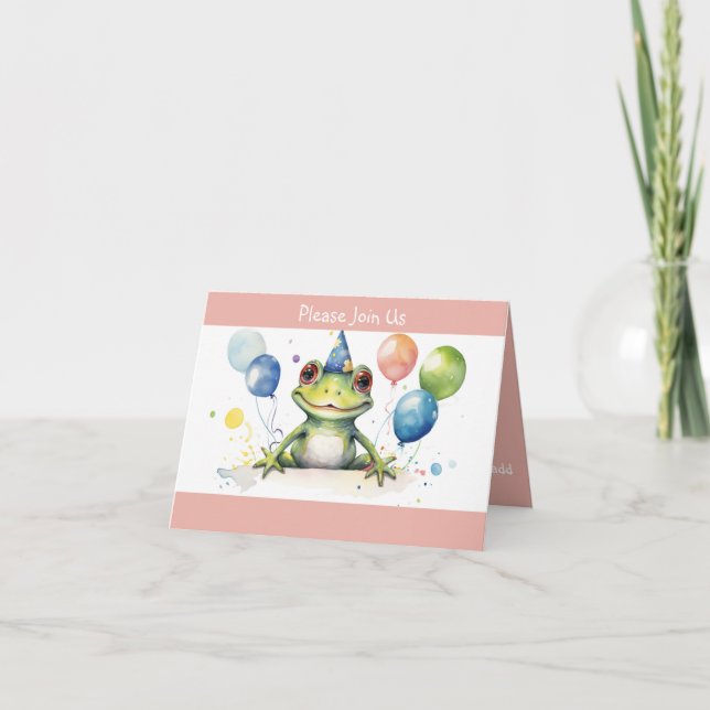 Birthday Frog with balloons Invitation (Front)