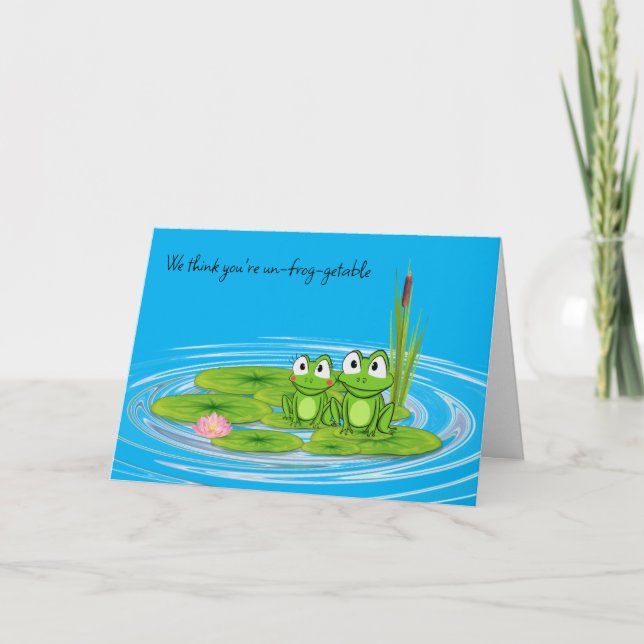 Birthday Frogs on a Lily Pad Card (Front)