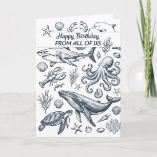 Birthday From All of Us Ocean Life Illustration Card