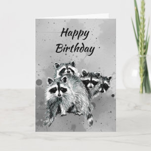 Birthday from the Group Fun Racoon Animal Art Card
